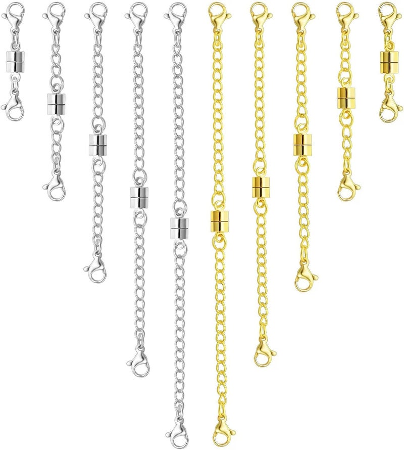 MKCYD Necklace Extender with Magnetic Clasps, Gold and Silver Magnetic Necklace Clasps and Closures with Necklace Extenders for Women - Image 1